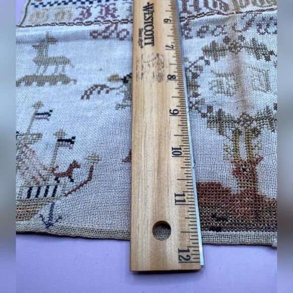 Antique Needlework Sampler Cross Stitch Alphabet Dorothea Jurgens Ships *Read* - Picture 4 of 5